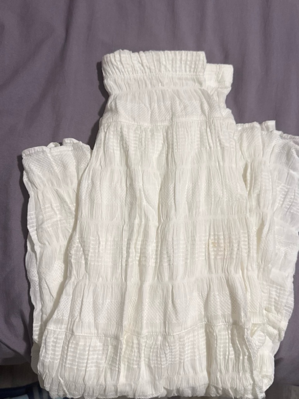 Max Studio White Smocked Maxi Skirt